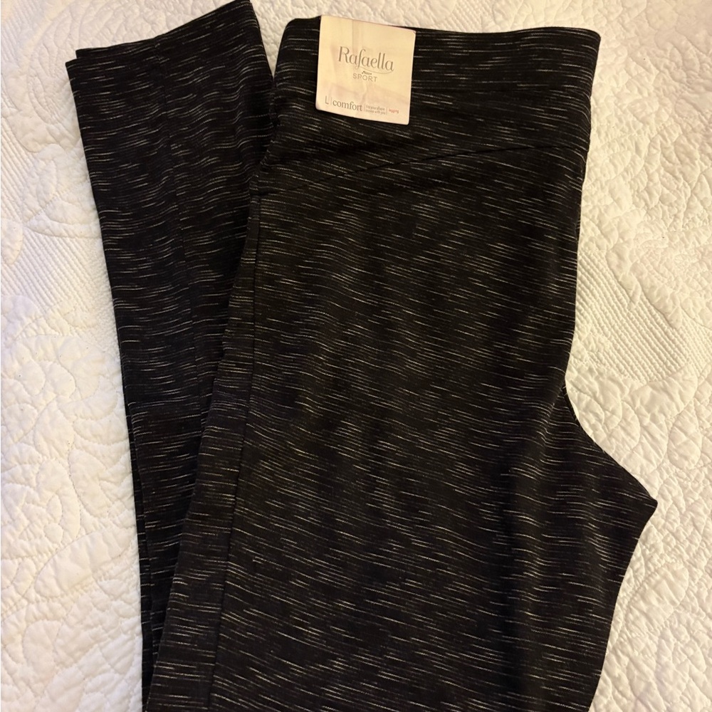 Rafaella Sport Black and Gray Leggings Size Large